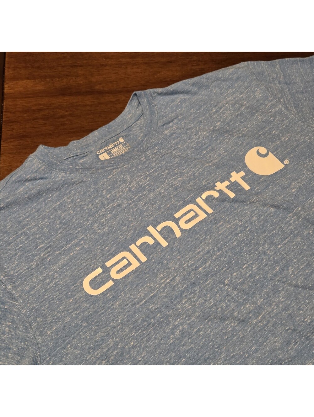 Carhartt Loose Fit Graphic Logo Tee Mens Large Heather Blue Workwear